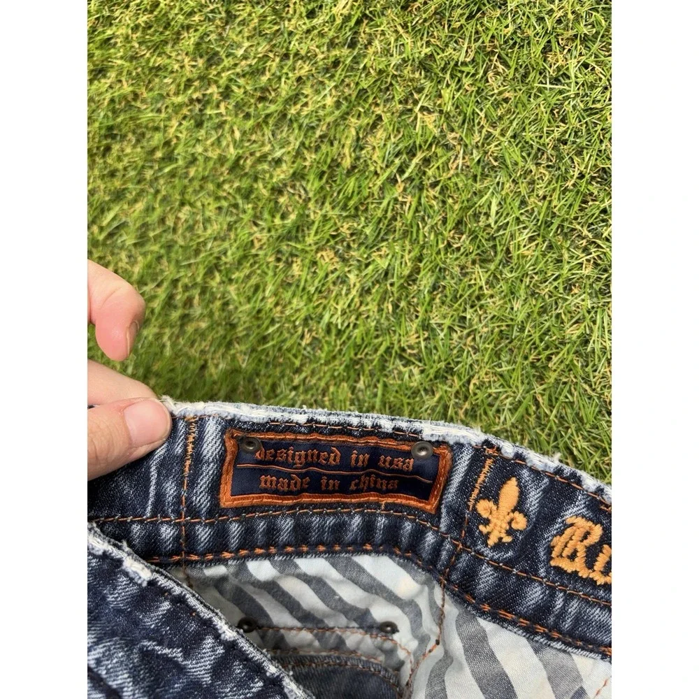 Rock Revival Jeans Mens 32 Phil Slim Straight Fit Grunge Denim Embellished